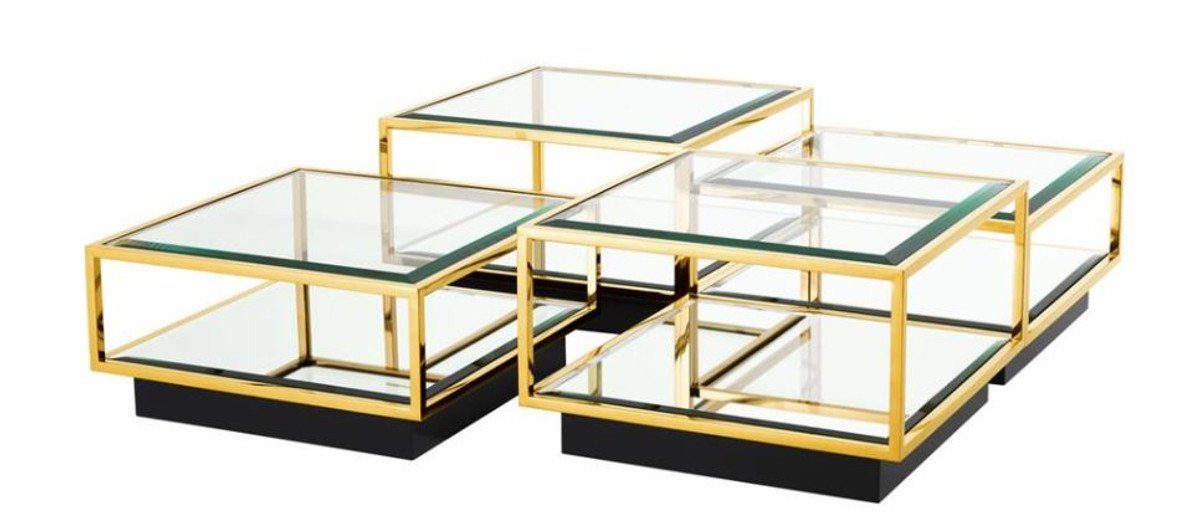 Casa Padrino Couchtisch Art - Set 4er Salon Gold Deco Luxus Couchtisch Tisch