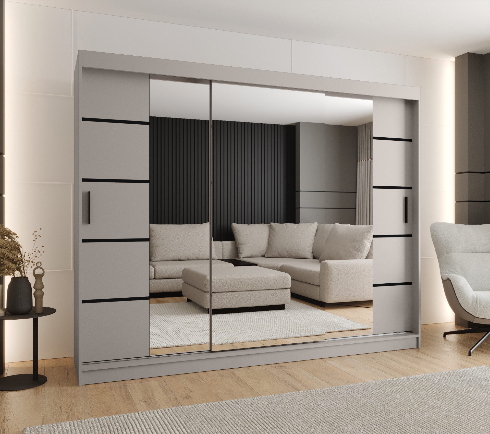 ABIKS MÖBEL Schwebetürenschrank RUBINO V 250 Schlafzimmerschrank mit Schieb günstig online kaufen