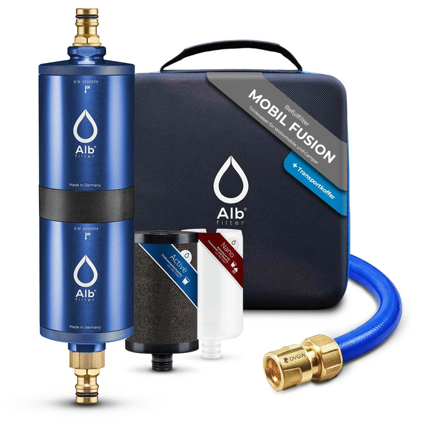 Alb Filter Wasserfilter Mobil Fusion Campingfilter, für Wohnmobil, gegen Bakterien, Doppelstufenfilter, Made in Germany
