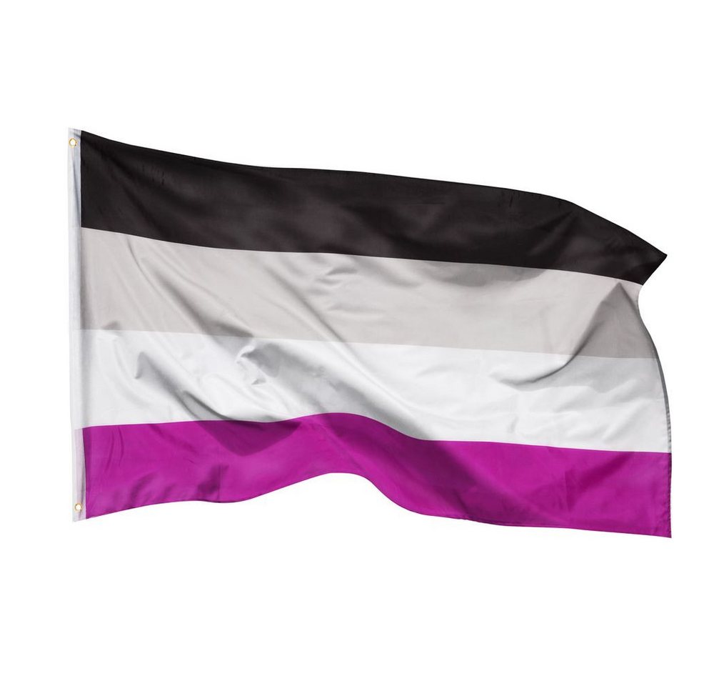 PHENO FLAGS Flagge Asexuelle Flagge Stolz LGBT 90x150cm Fahne Asexuellefahne (Hissflagge für Fahnenmast), Inkl. 2 Messing Ösen