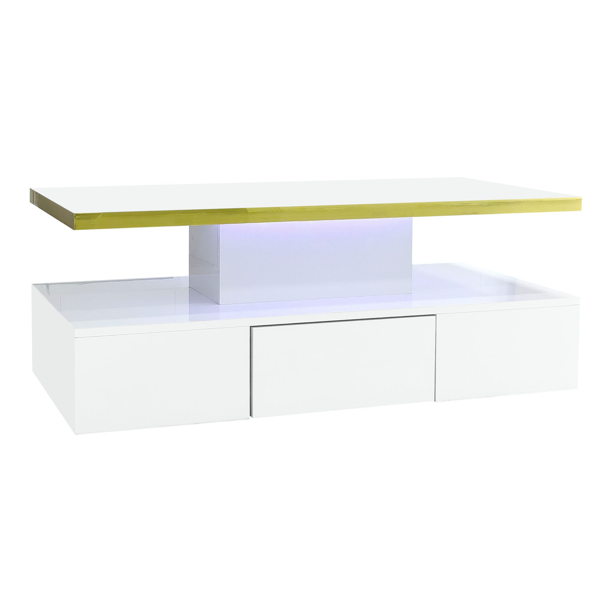 REDOM Couchtisch Eleganter High-Gloss-Couchtisch mit goldener günstig online kaufen