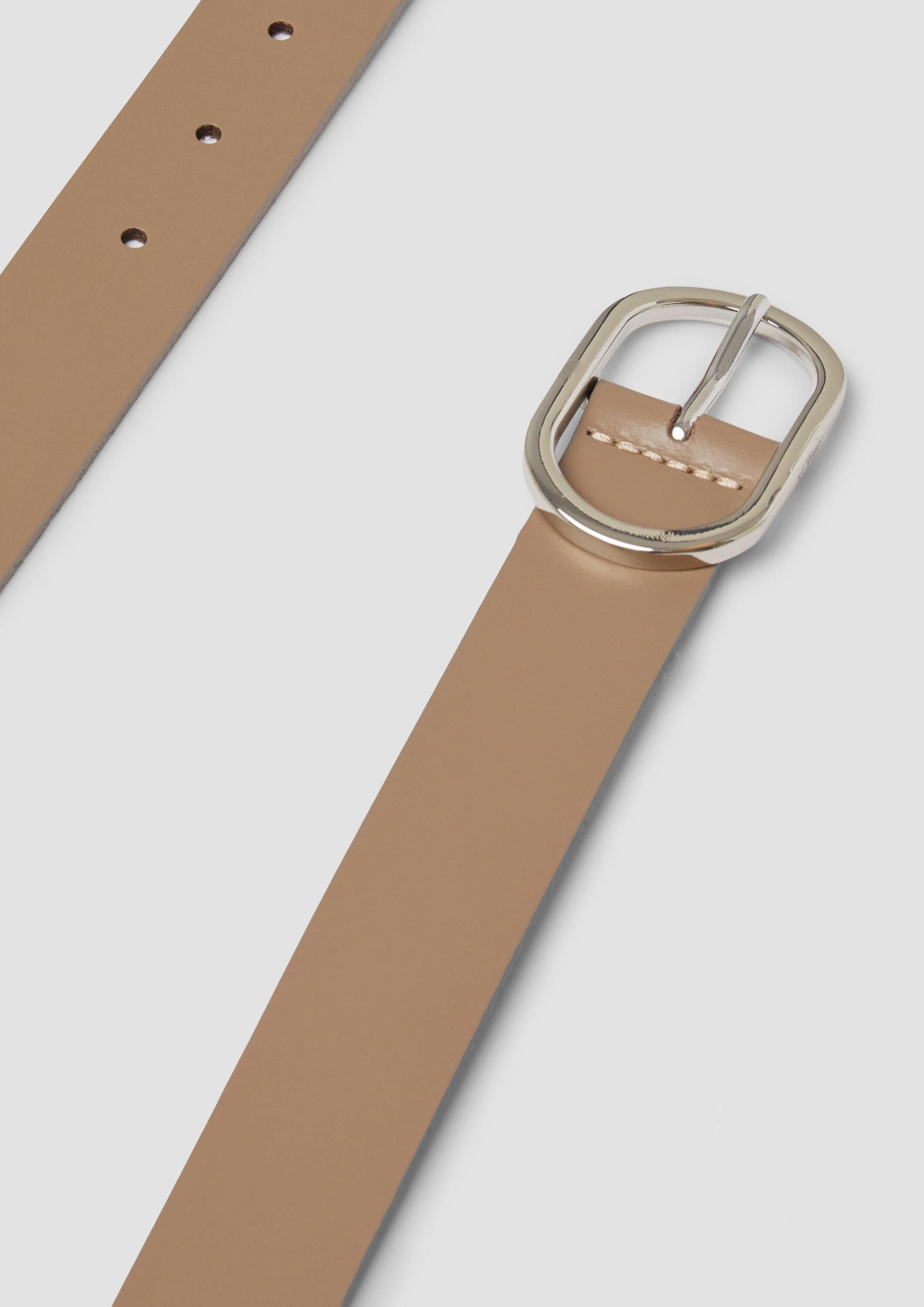 s.Oliver Ledergürtel Taillengürtel Hochwertiger Ledergürtel mit ovaler Schließe und Logo-Detail