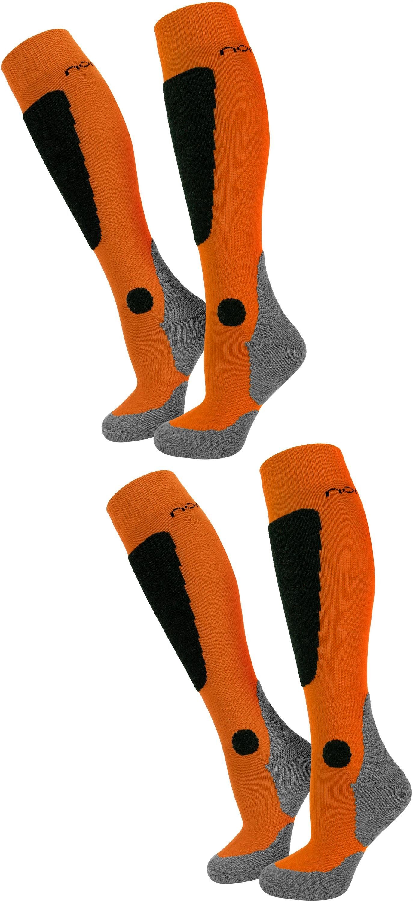 New-Style (2 Schurwolle 2 normani Paar mit Ski-Kniestrümpfe Skisocken Paar) Orange/Schwarz/Grau