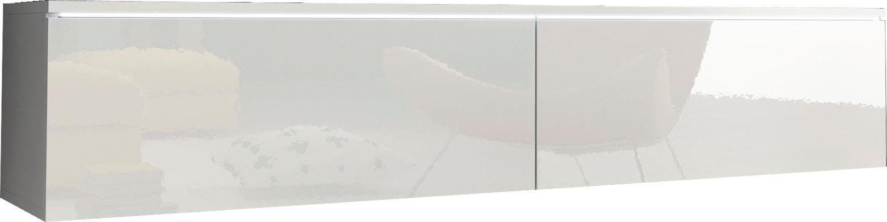 INOSIGN Lowboard LOWBOARD D, wahlweise mit oder ohne Beleuchtung, modernes TV-Board ohne Griffe, mit viel Stauraum,stehend und hängend