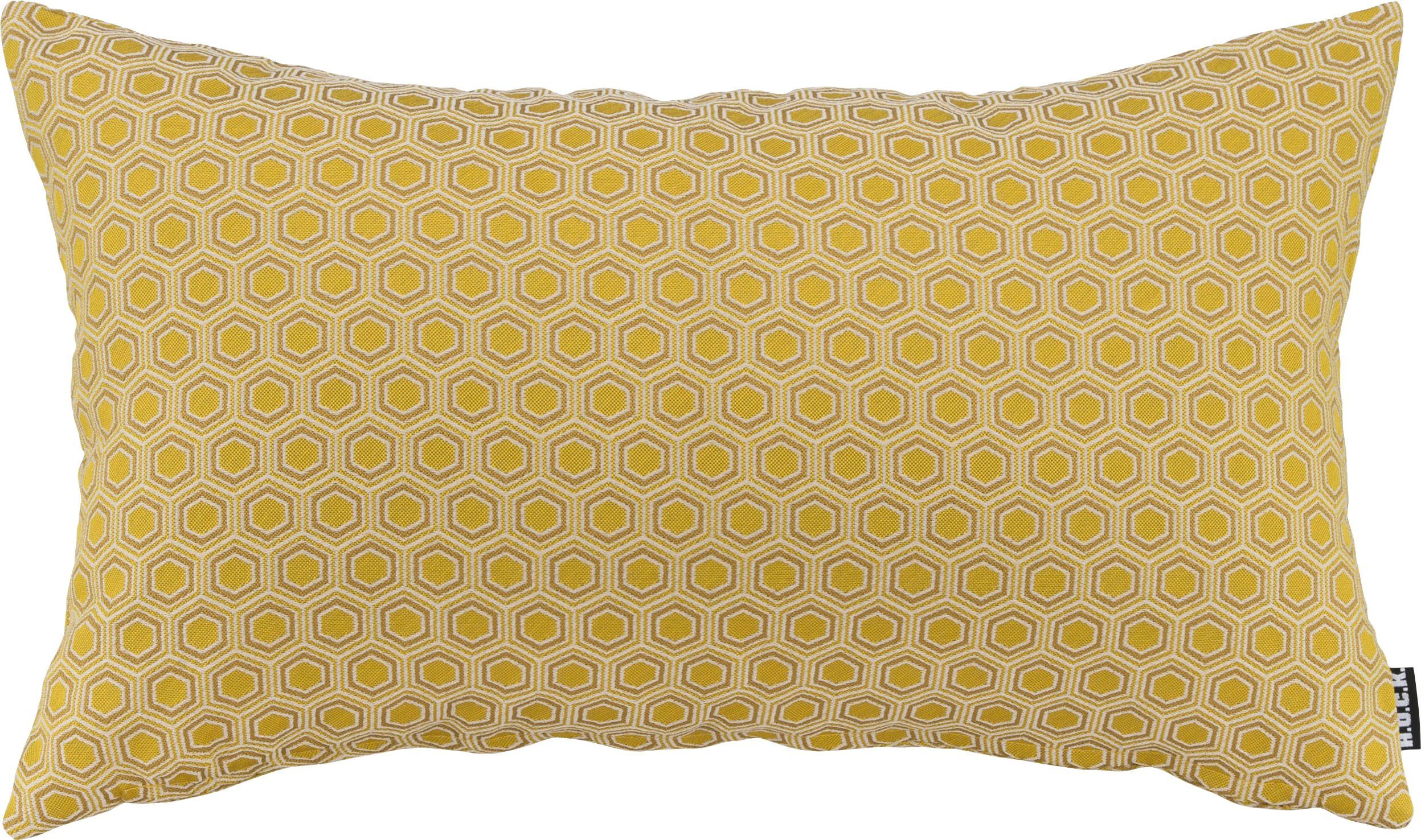 Kissenhülle Füllung, mit Kappi, Stück gelb/goldgelb mit 1 Dekokissen H.O.C.K. Sechseck-Motiv,