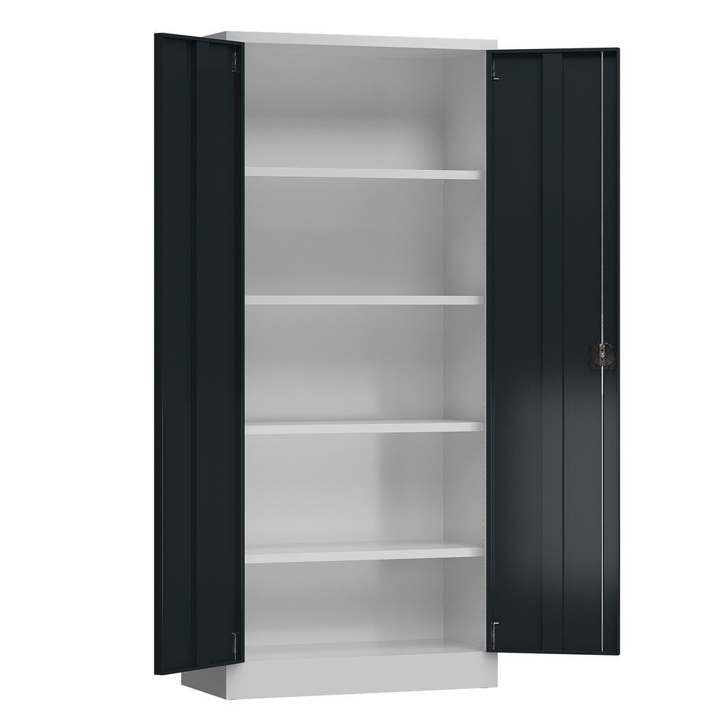Steelboxx Mehrzweckschrank Aktenschrank Metallschrank 4 Fachböden 180x80x38cm (1-St) Komplett montiert und verschweißt, keine Montage erforderlich
