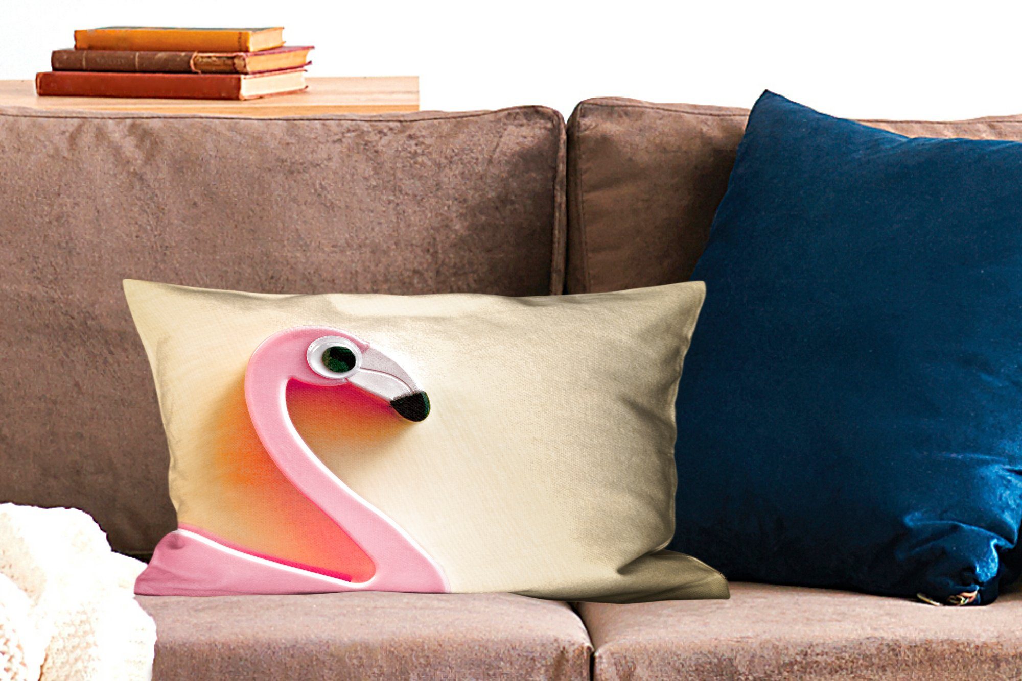 Dekoration, Flamingo Dekokissen Wohzimmer Schlafzimmer mit Auge, Dekokissen mit MuchoWow großem Zierkissen, Füllung,