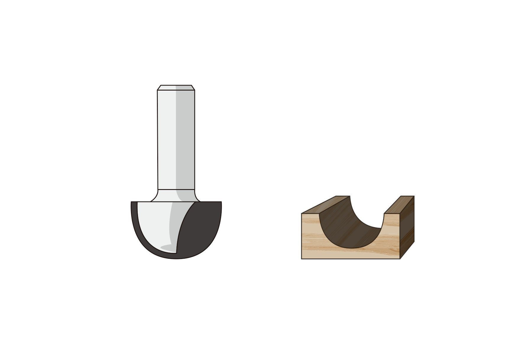 FAMAG Schaftfräser FAMAG 25,4x16x46,5mm, Radius - Schaft 8mm 3106.825 Hohlkehlfräser 12,7mm, HM