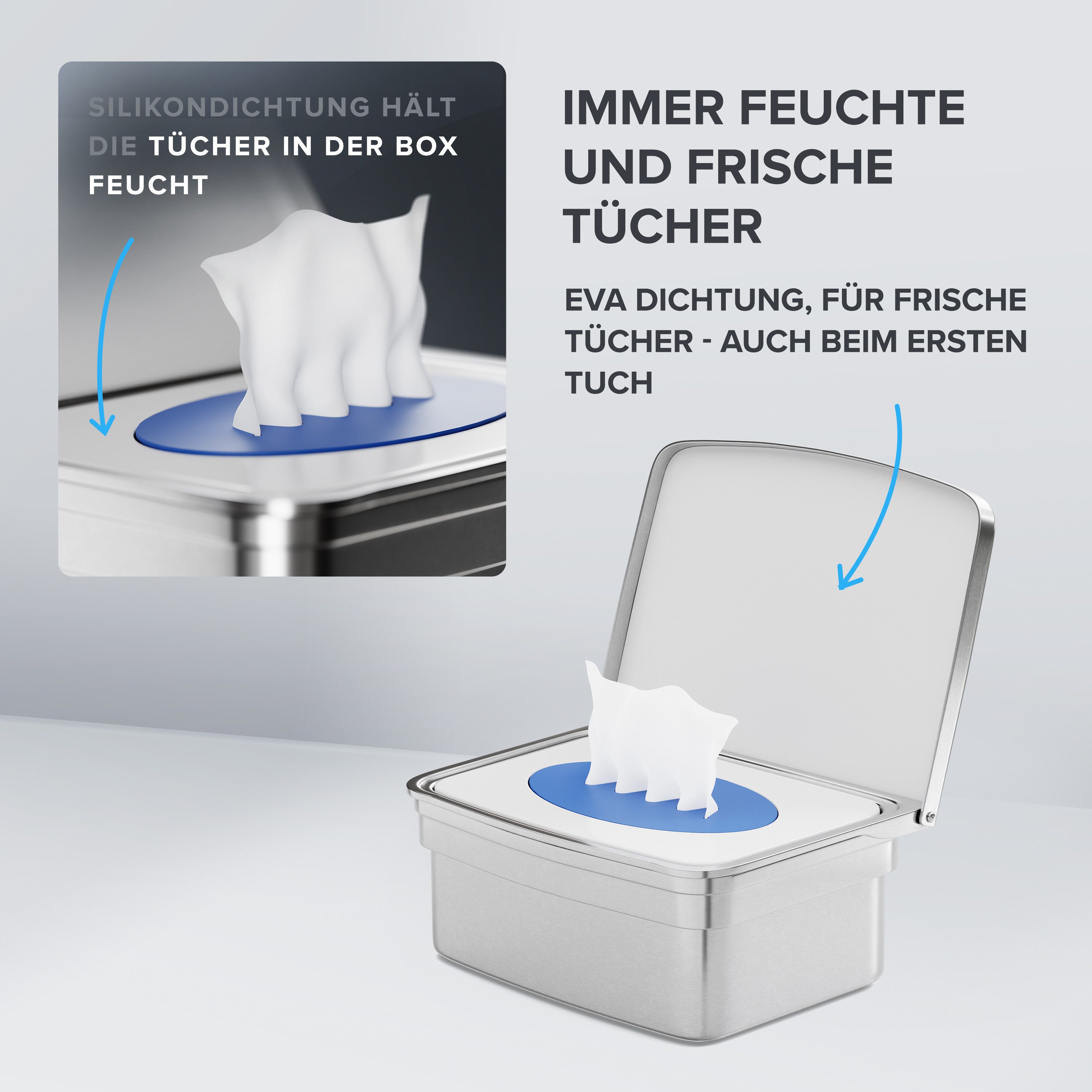ovimar Feuchttücherbox (1 St), aus Edelstahl in Silber zur Zum Kleben