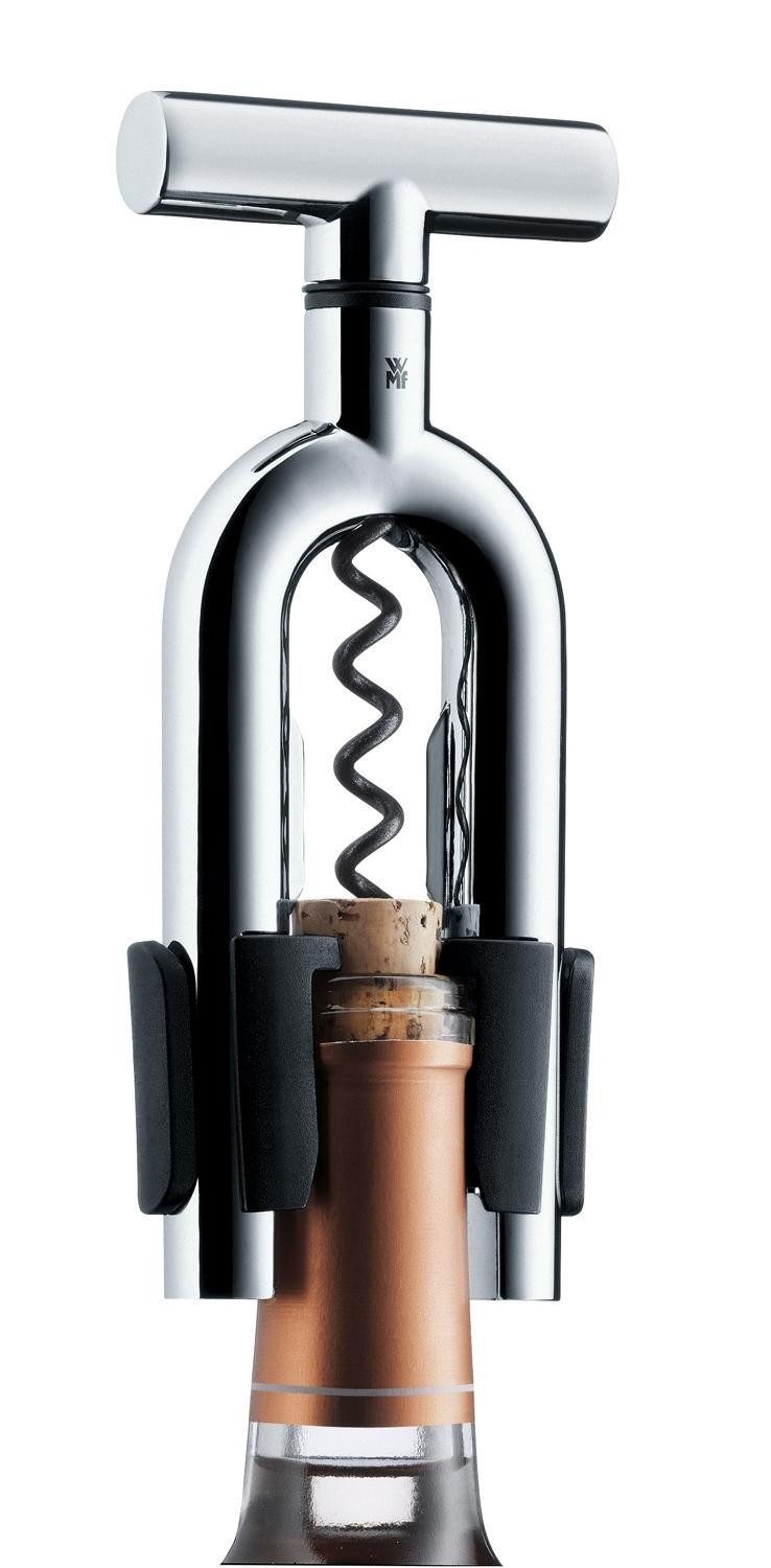 WMF Korkenzieher VINO, mit Drehkurbel, Flaschen- & Korkenhalter, Cromargan Edelstahl 18/10, Kunststoff
