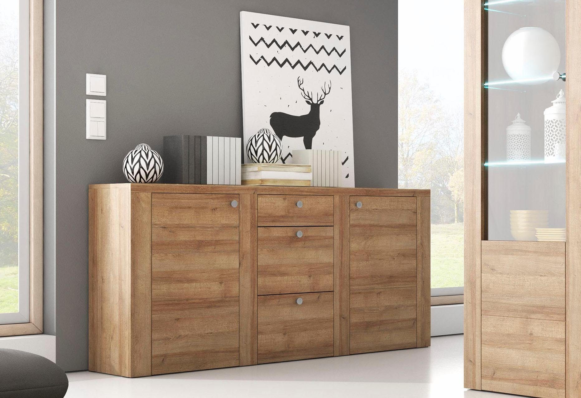 Home affaire Sideboard Larona, zeitlose Kommode mit 2 Türen, 3 Schubkästen, günstig online kaufen
