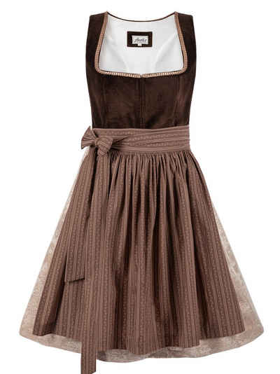 Trachten24.de Dirndl Midi Dirndl Hilde dunkelbraun (2-tlg) Rockteil 70cm