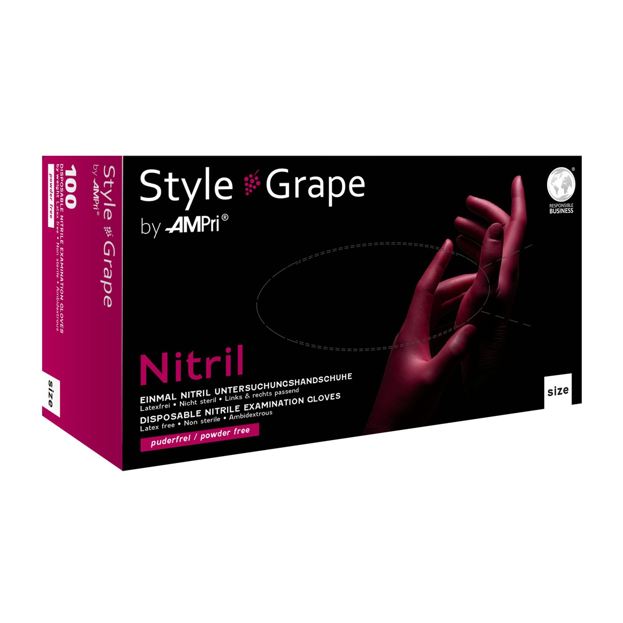AMPri Nitril-Handschuhe Style Grape - Nitril-Untersuchungshandschuh (100-St)