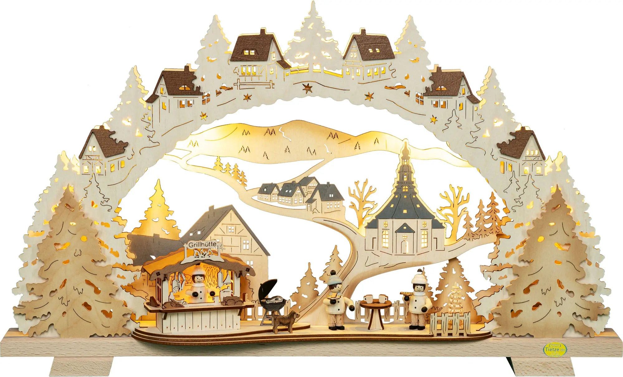 Tietze Erzgebirgsdesign LED Schwibbogen Grillhütte exklusiv, 52x31,5x9,5 cm (BxHxT)