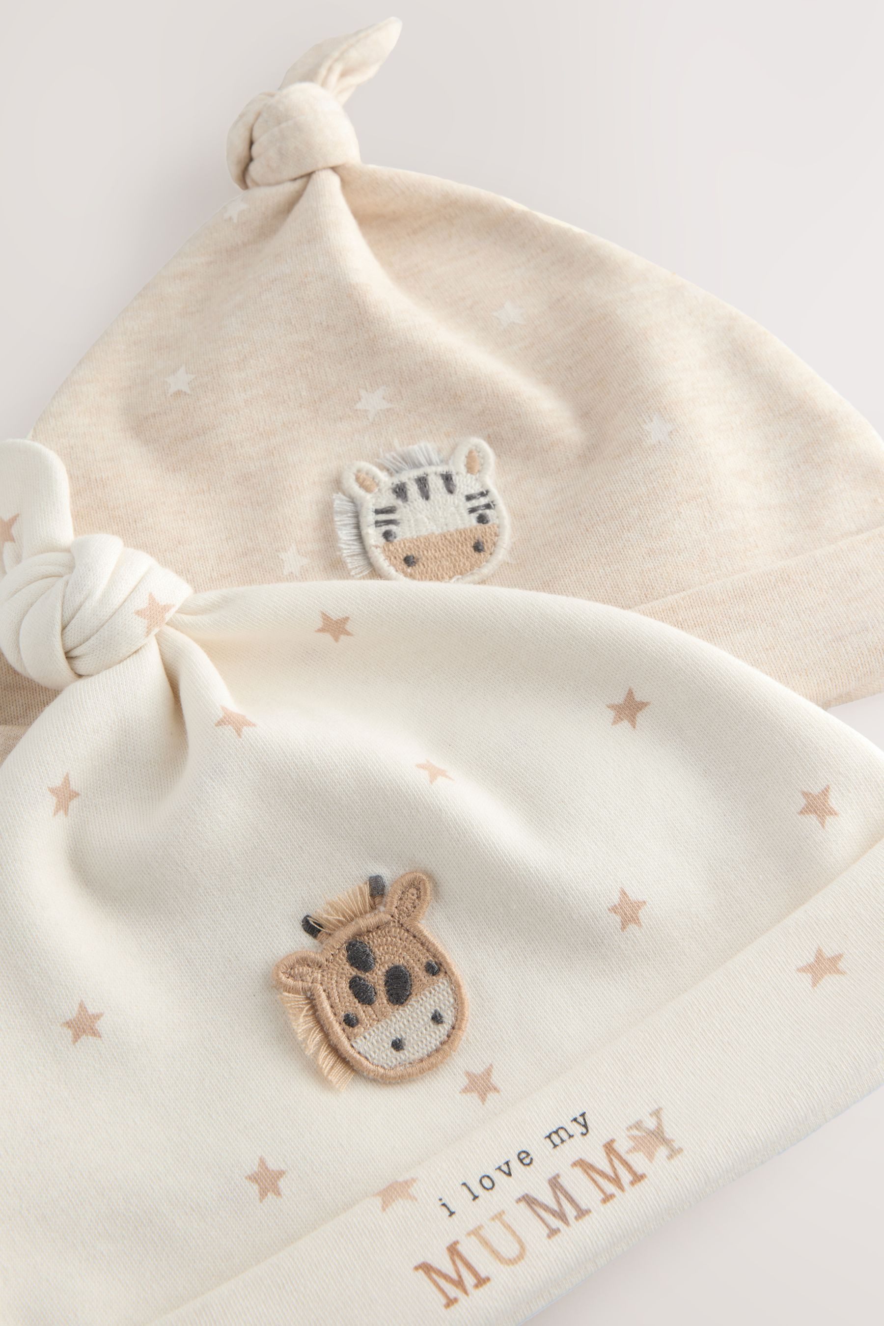 Next Erstlingsmütze Baby-Knotenmütze im 2er-Pack I Love My Mummy/Daddy (2-St)