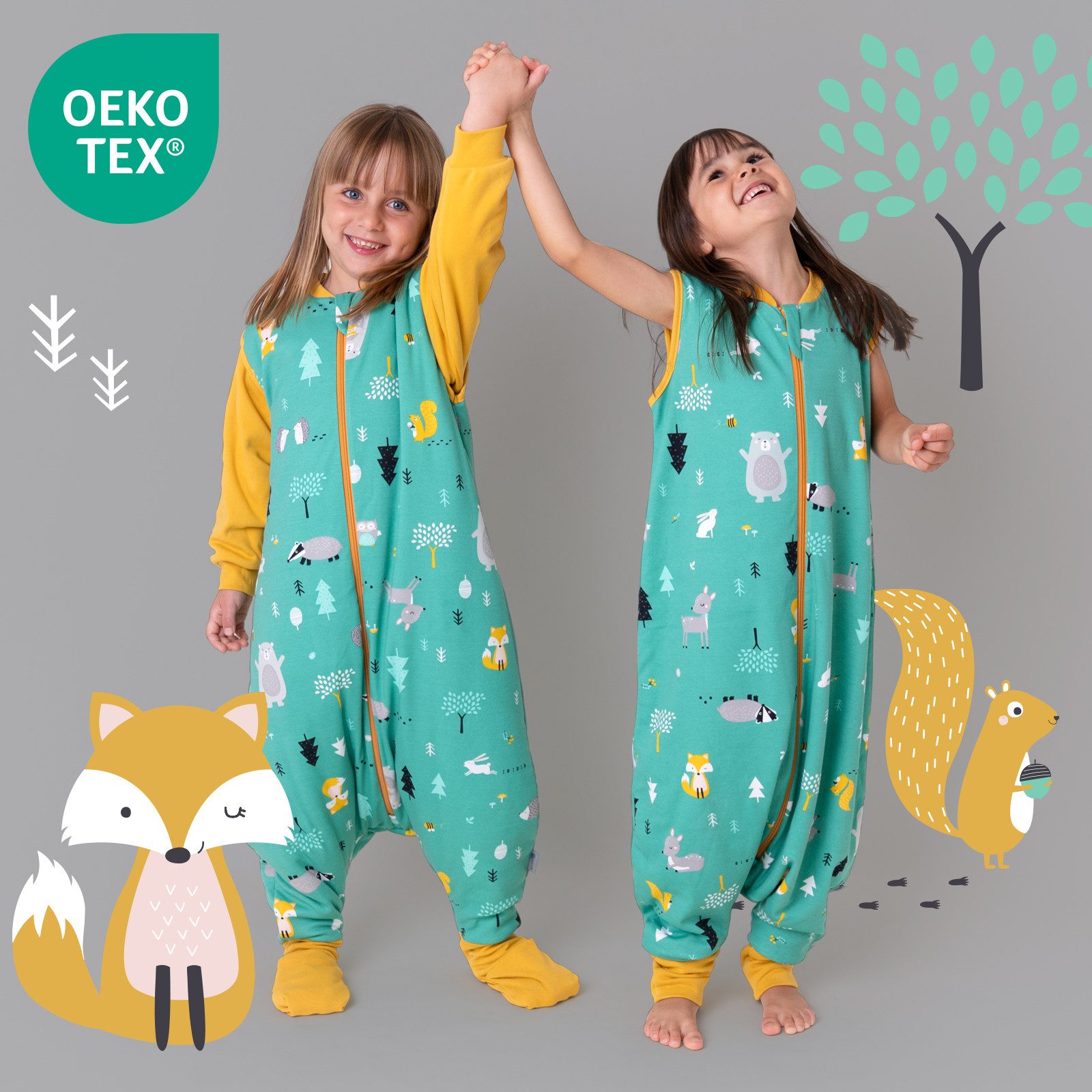 Schlummersack Kinderschlafsack Bio Schlafsack mit Füßen und umklappbaren Bü günstig online kaufen