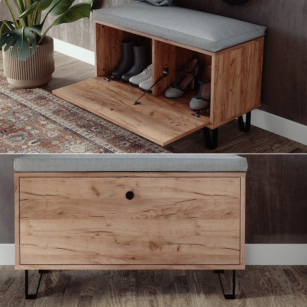 Vicco Schuhbank Siri, Goldkraft Eiche, 80 x 46 cm