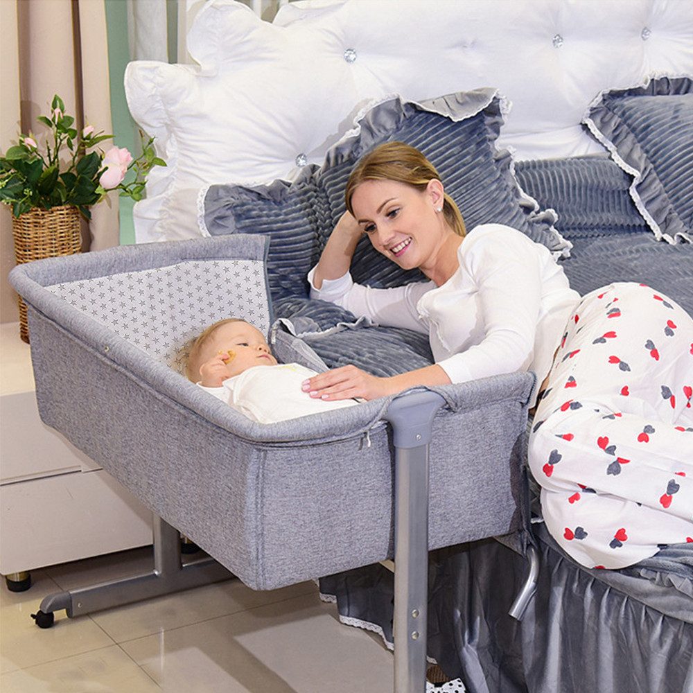 JEOBEST Beistellbett 3 in 1 Kinderreisebett & Babywiege & Reisebett mit Mos günstig online kaufen