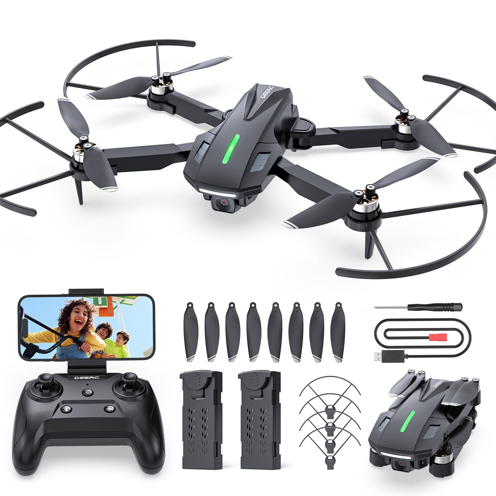 D75 FPV Drohne mit 1080P Kamera für Kinder, 3 Geschwindigkeitsstufen Drohne