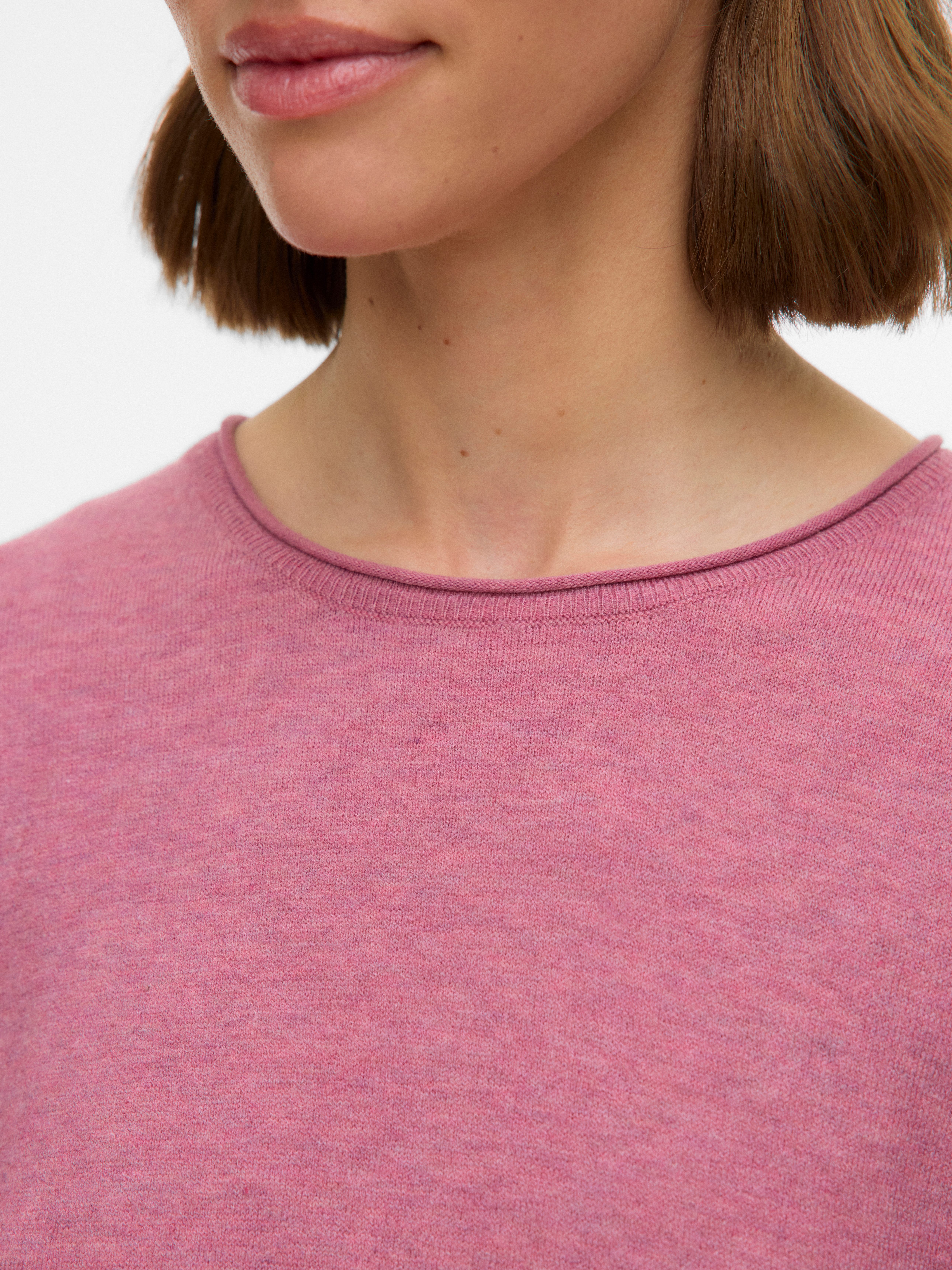 Vero Moda Strickpullover VMEXCITING PLAIN LS O-NK ROLL PULLOV BOO
