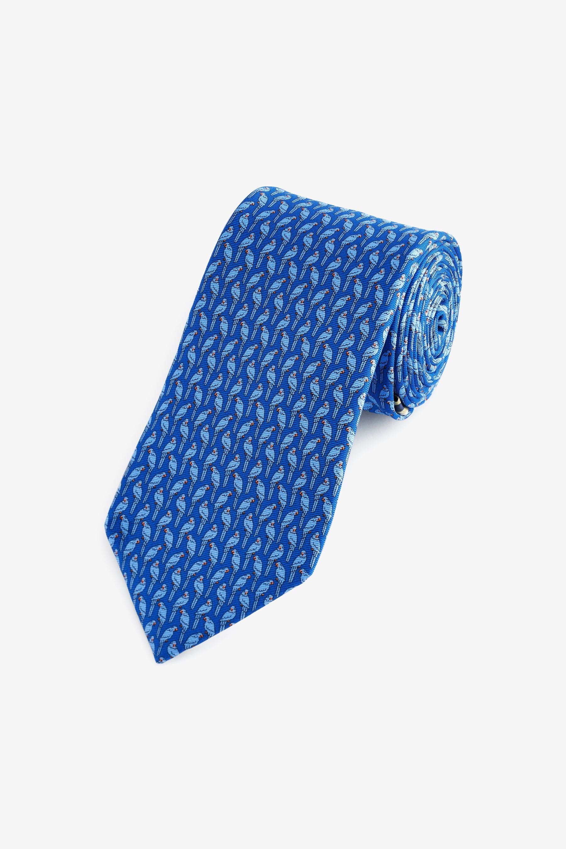 Next Krawatte Signature Auffällige Krawatte Made in Italy (1-St) Blue Parrot