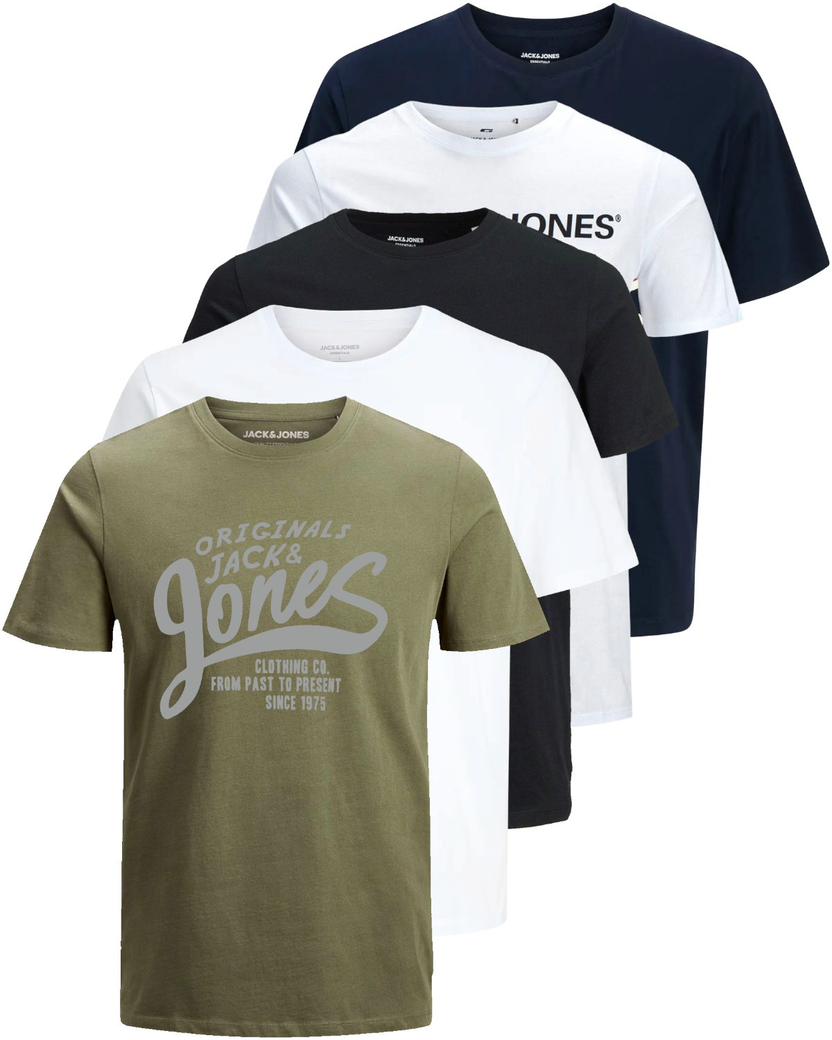 Jack & Jones Print-Shirt Bedrucktes T-Shirt aus Baumwolle (5er-Pack)