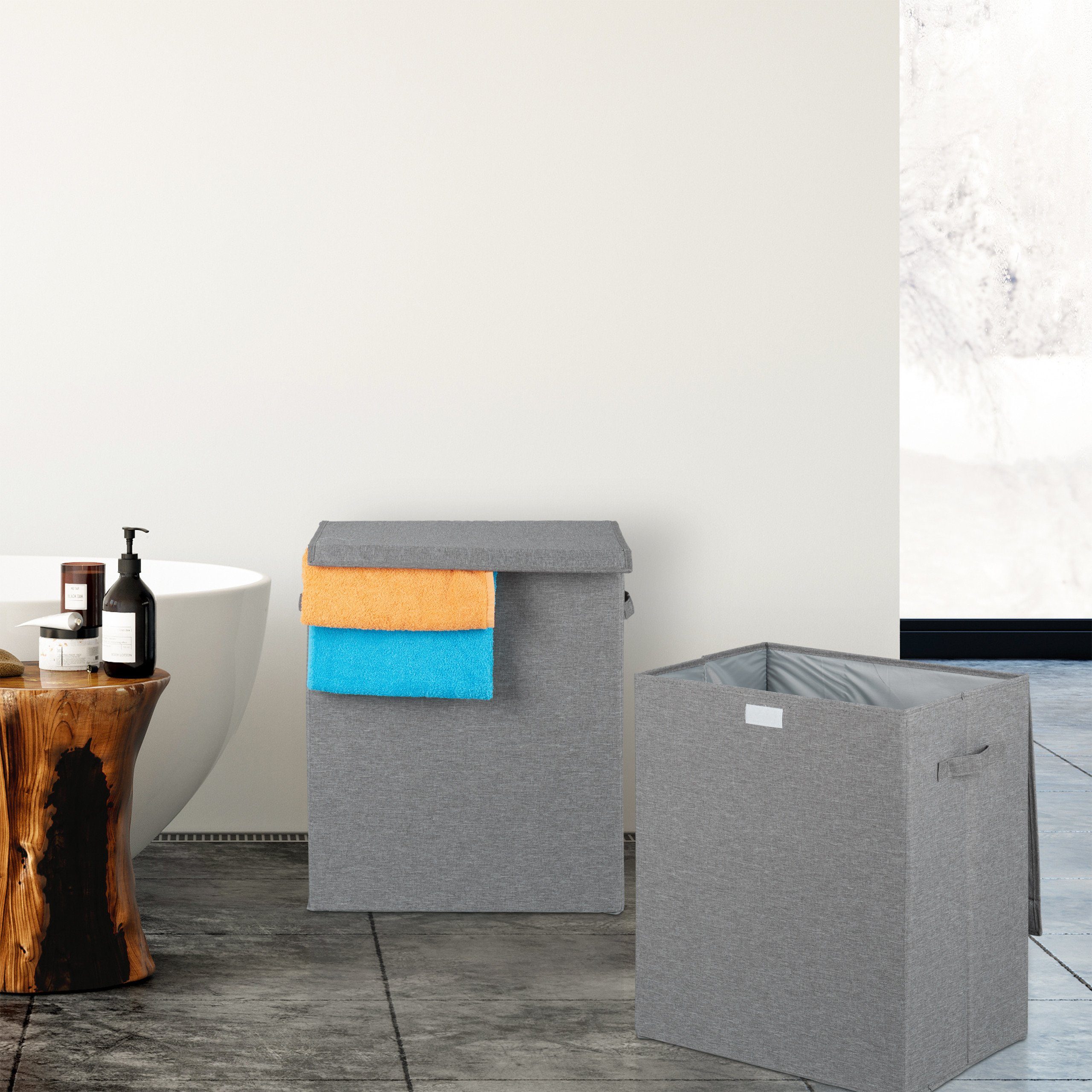 relaxdays Wäschekorb 2er Set 61 Lit, grau günstig online kaufen