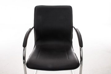 TPFLiving Besucherstuhl Meli mit hochwertig gepolsterter Sitzfläche - Konferenzstuhl (Küchenstuhl - Esszimmerstuhl - Wohnzimmerstuhl), Gestell: Metall chrom - Sitzfläche: Kunstleder schwarz