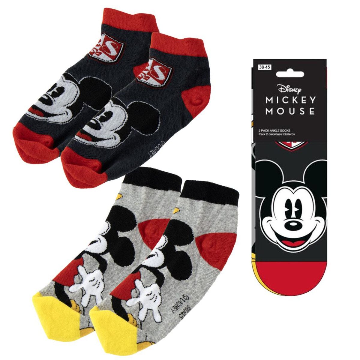 Disney Mickey Mouse Kurzsocken Socken 2 Paar 36 bis 43 (Onesize)