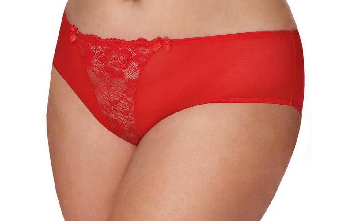 Anais Apparel Size Plus Slip Damen Plus Size Knickers Slip mit Spitze transparent rot Frauen Hösche