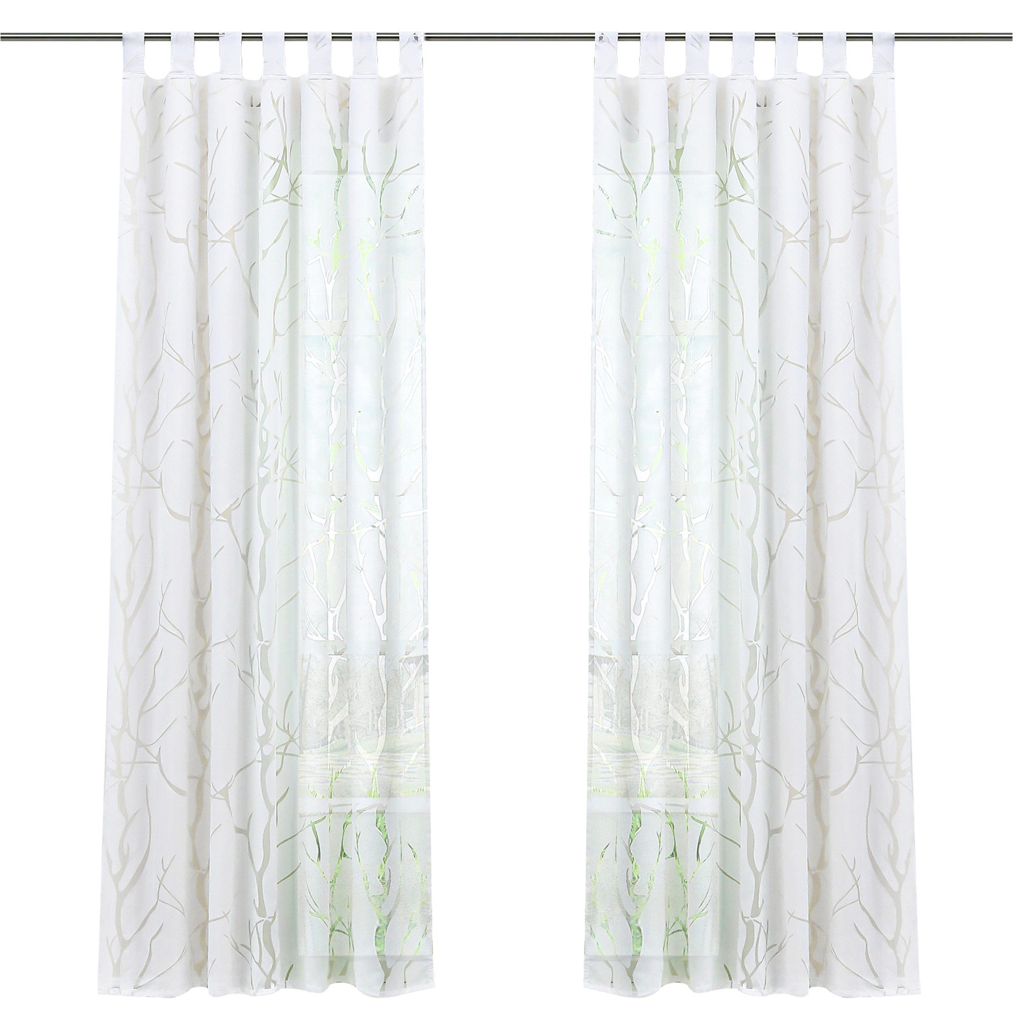 Joyswahl Gardine (1 St), Schlaufen, transparent, mit Äste Muster günstig online kaufen