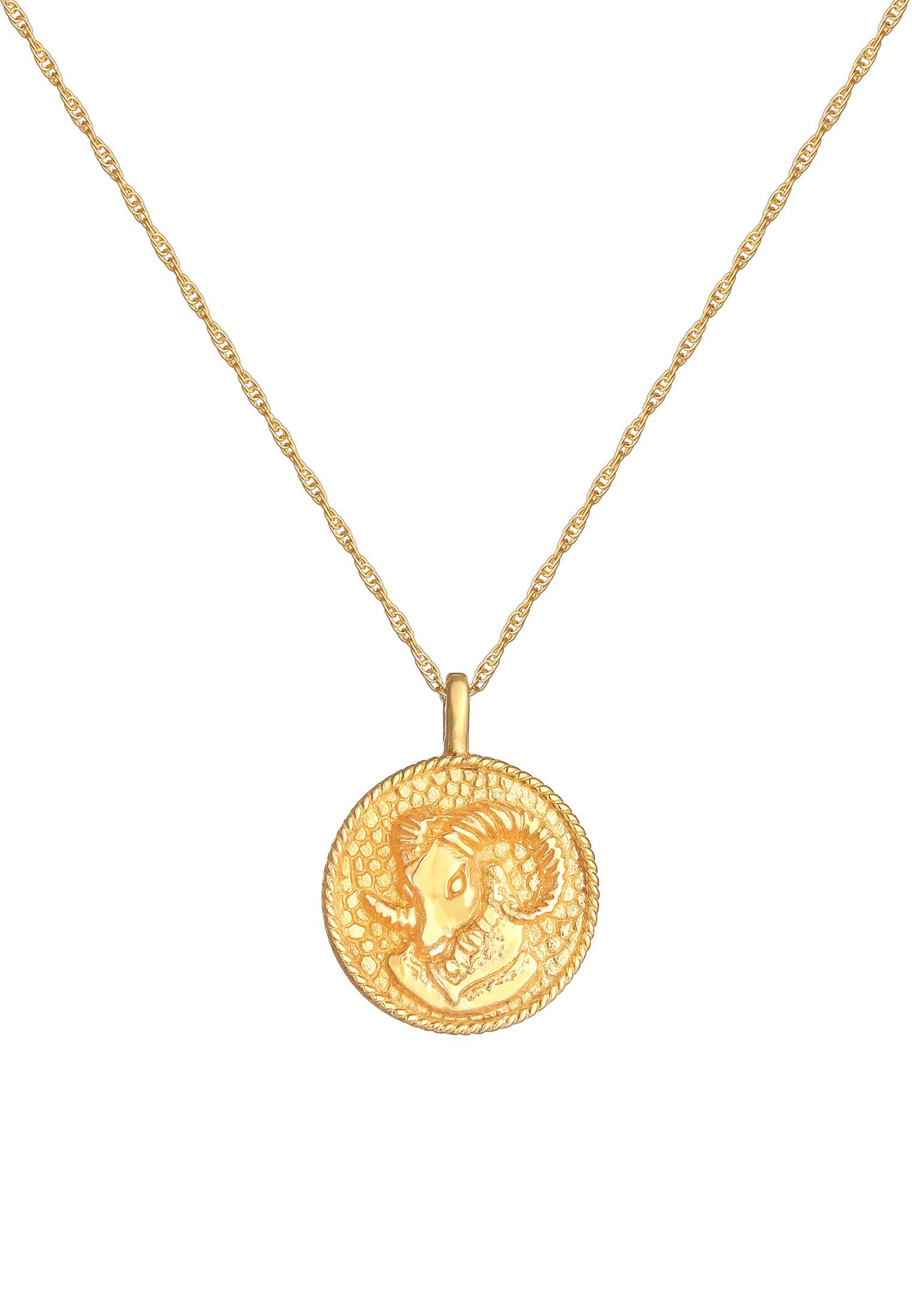 Elli Kette mit Anhänger Widder Silber, Sternzeichen Sternzeichen Antik Astro 925 Münze Gold