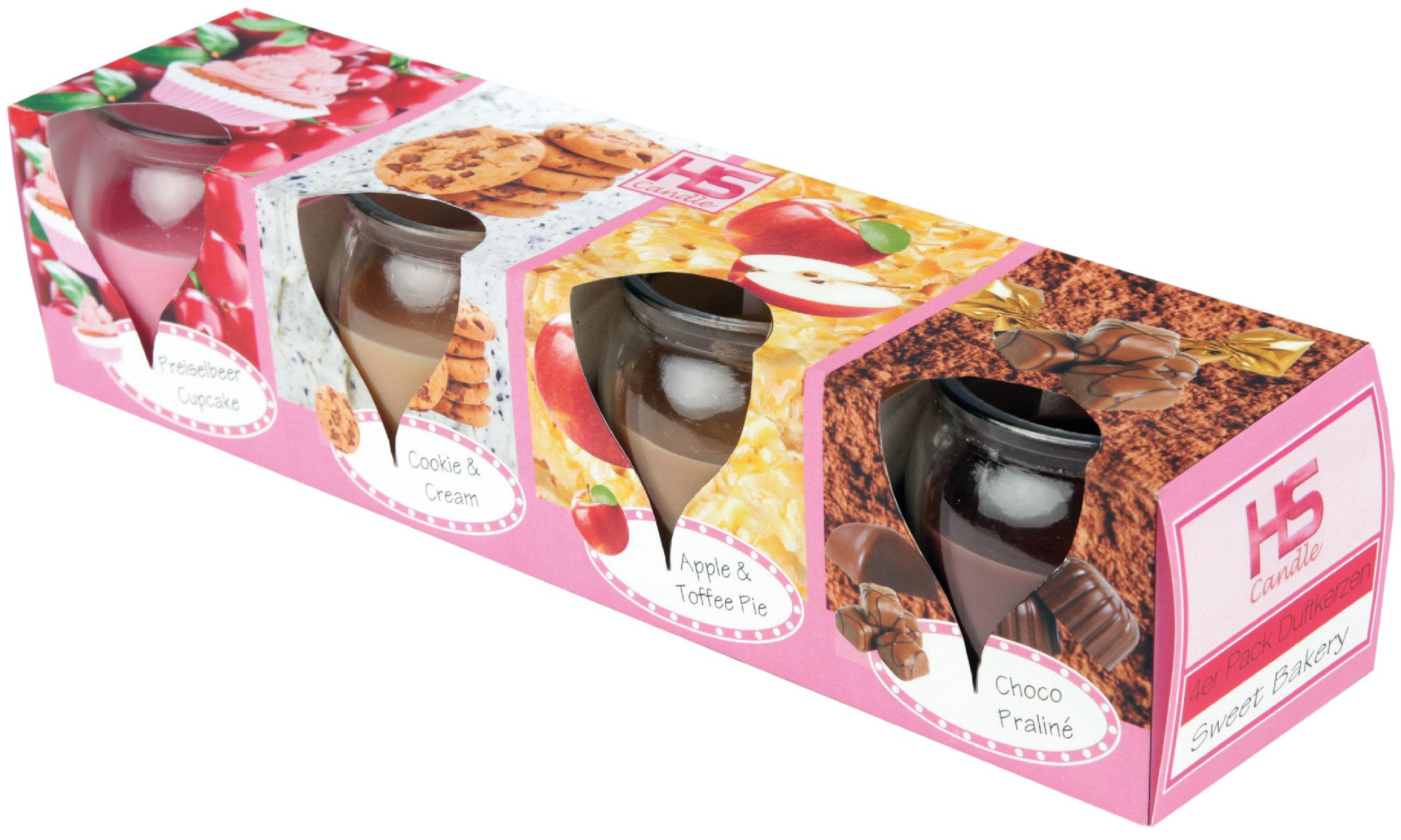 HS Candle Duftkerze "Selection" Duftmix (Set, 4-tlg), Bakery Selection, Duftnote süß, bis zu 18h Brenndauer pro Kerze