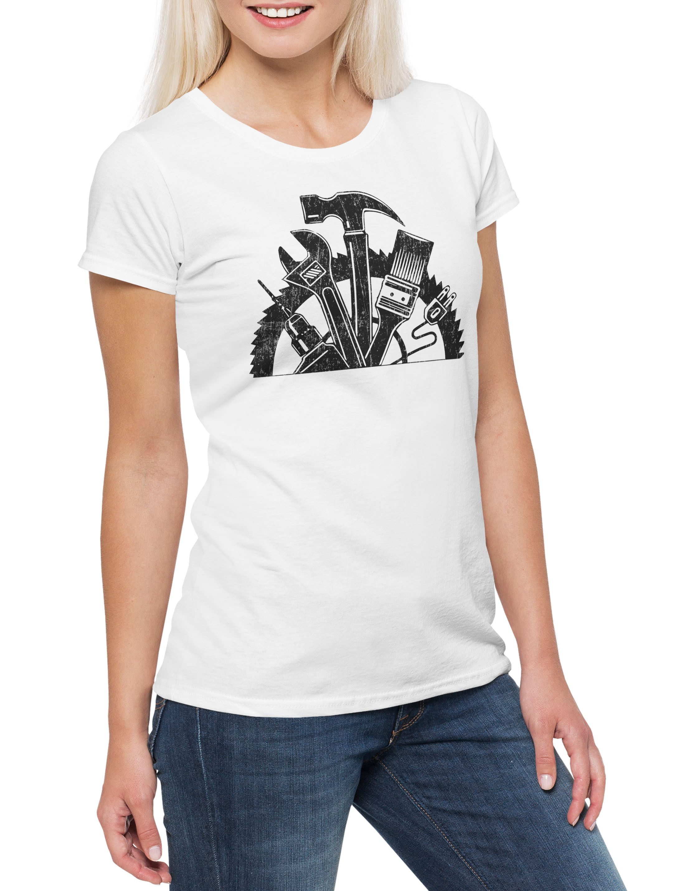 Print-Shirt Handyman Tools Damen T-Shirt Handwerker Heimwerker Handyman DIY