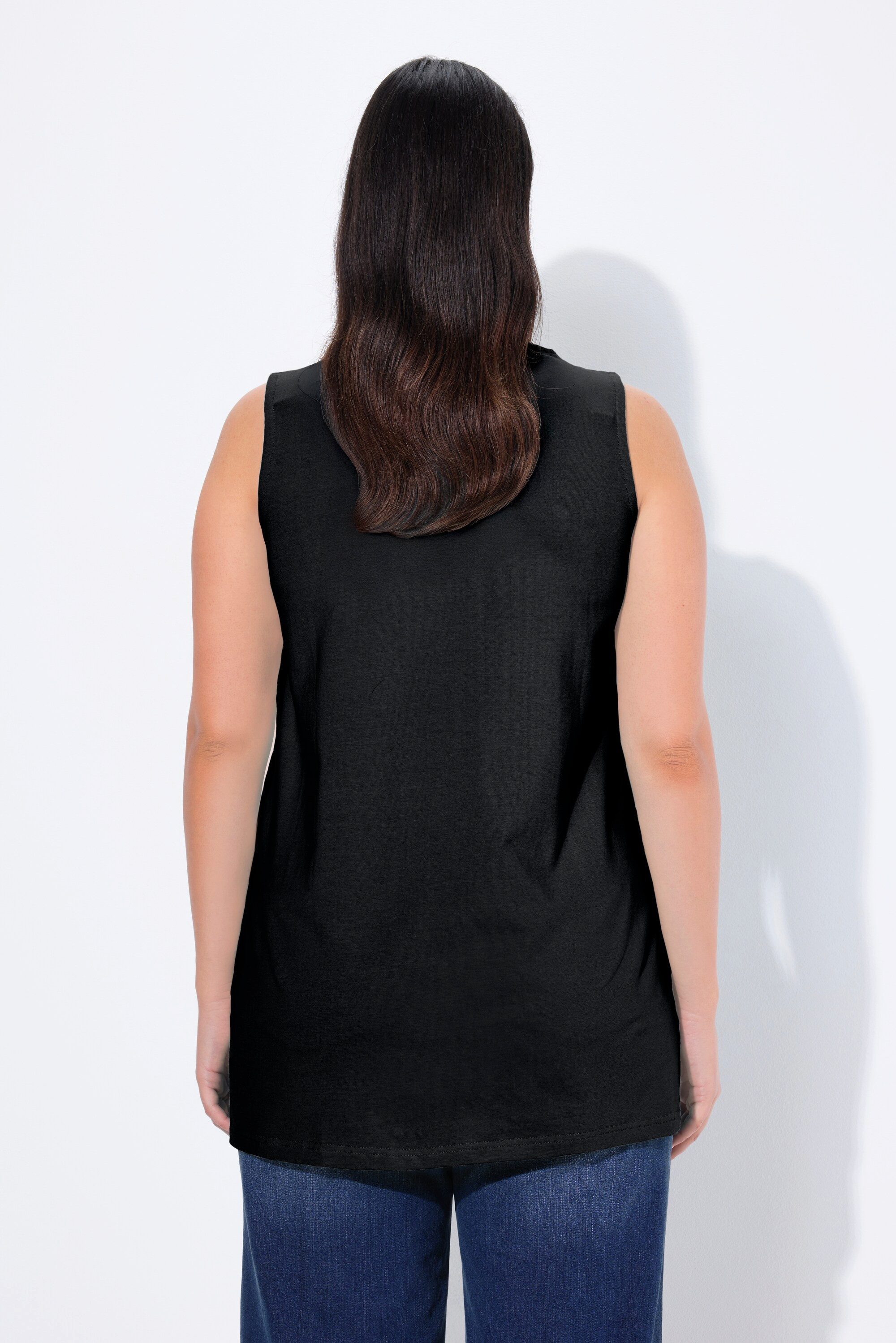 Ulla Popken Longshirt Longtop Classic Fit Carré-Ausschnitt ärmellos