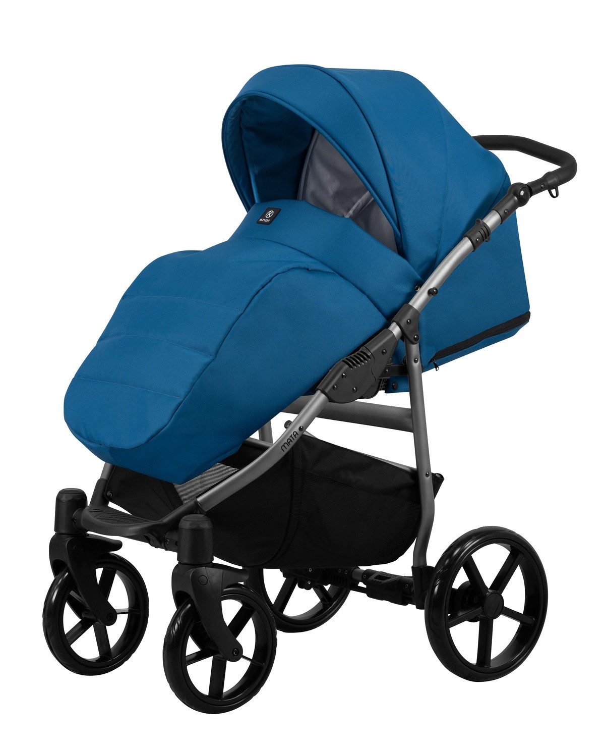 KUNERT Kombi-Kinderwagen 3 in1 MATA Babywagen mit Graphit-Rahmen und Zubehör, Aluminiumrahmen, verstellbarer Griff aus ökologischem Leder