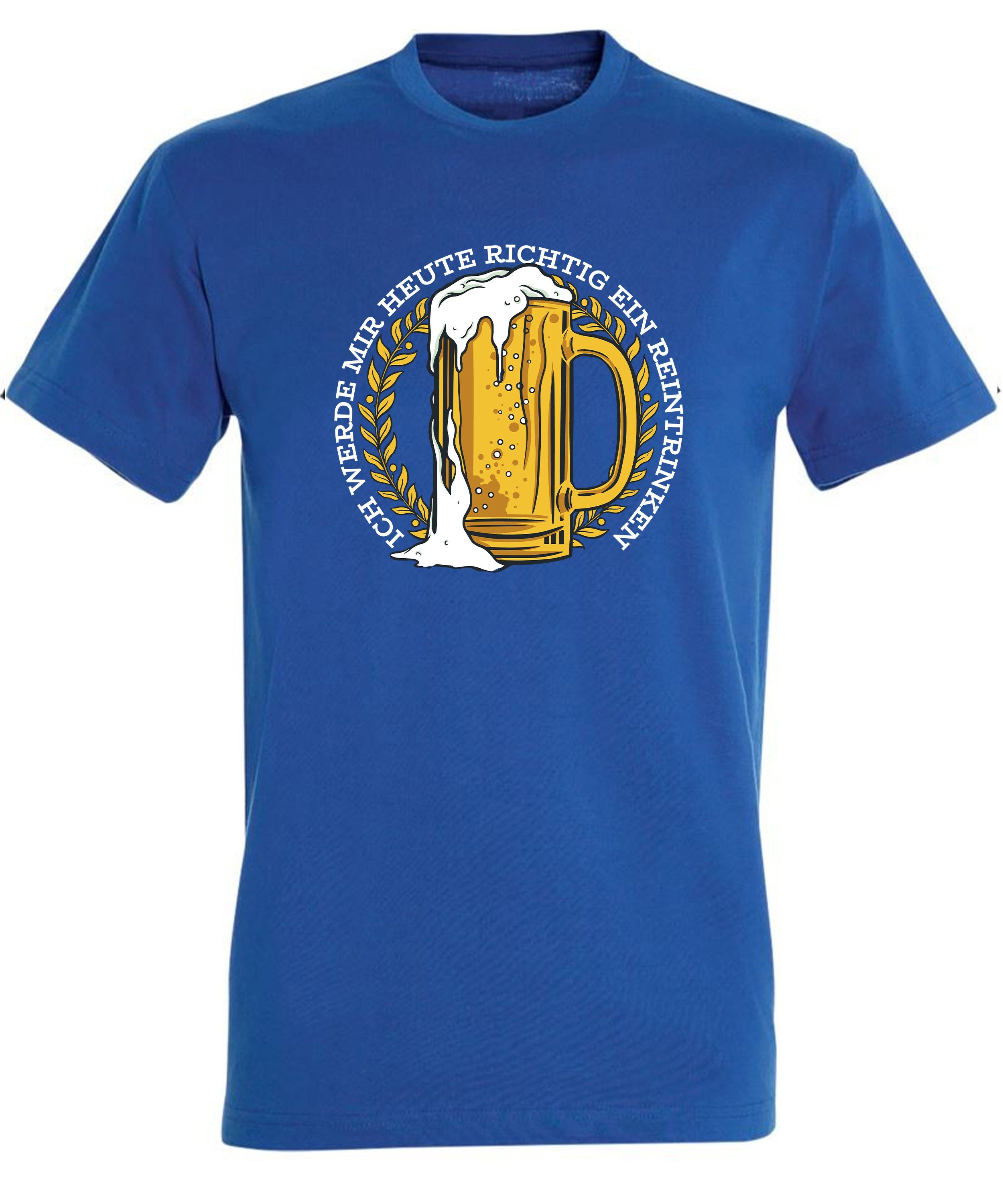 Mass T-Shirt Fit, royal Bier blau i311 MyDesign24 Regular Herren Aufdruck Oktoberfest - Shirt Fun mit Print mit Spruch Baumwollshirt Trinkshirt