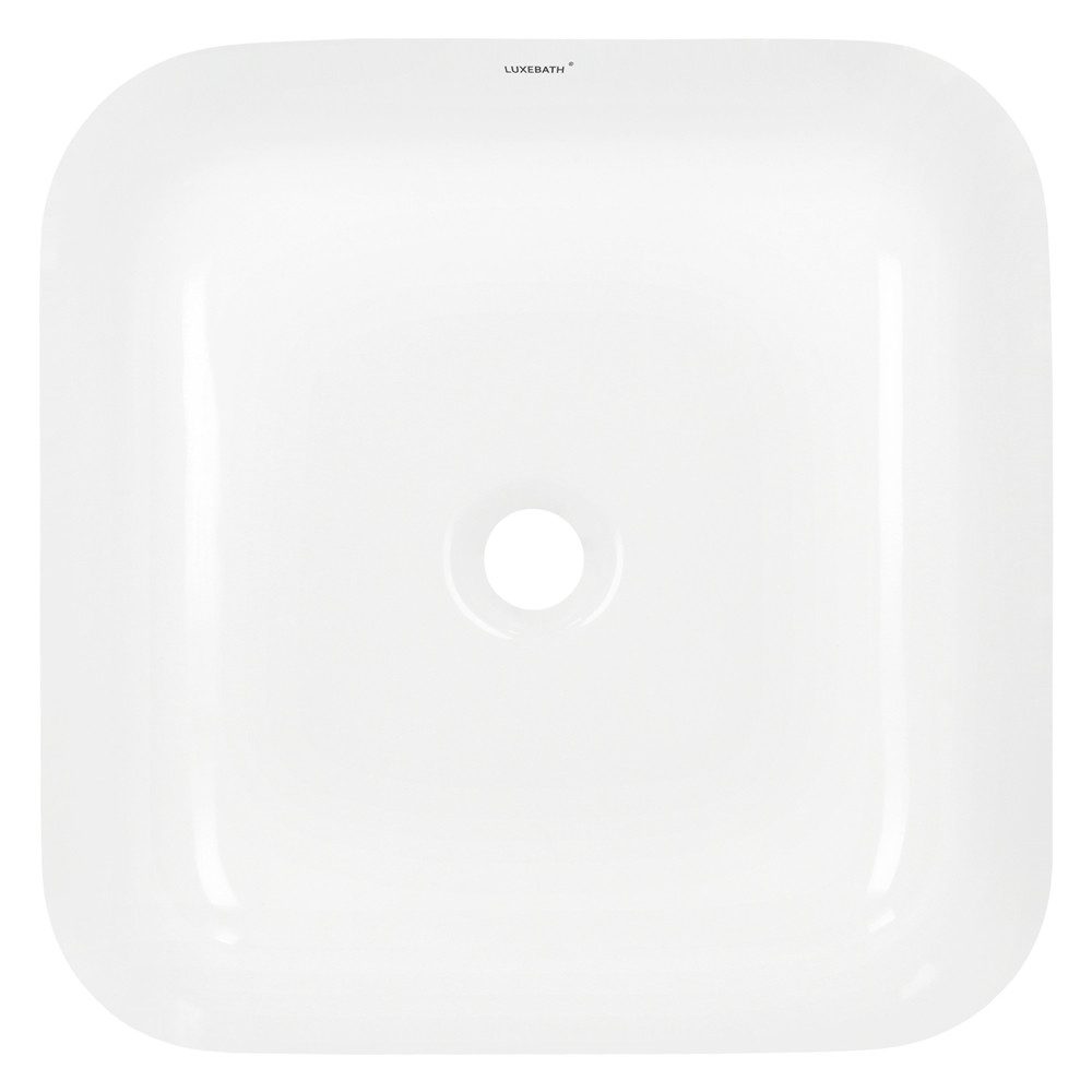 LuxeBath Waschbecken Aufsatzwaschbecken aus Keramik Handwaschbecken Wasserfall Waschtisch, Aufsatzwaschtisch Waschschale Eckig 390x390x140 mm Weiß Spülbecken