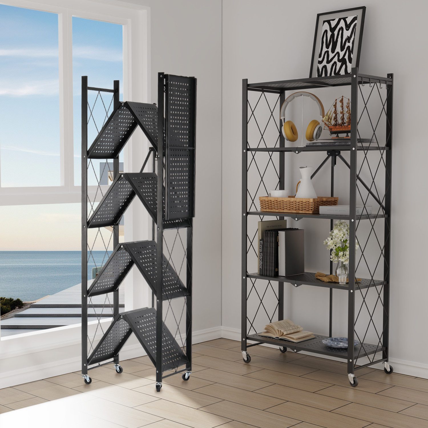 LOVONLIVE Servierwagen 3/4/5-lagiges Lagerregal, klappbares Lagerregal mit günstig online kaufen