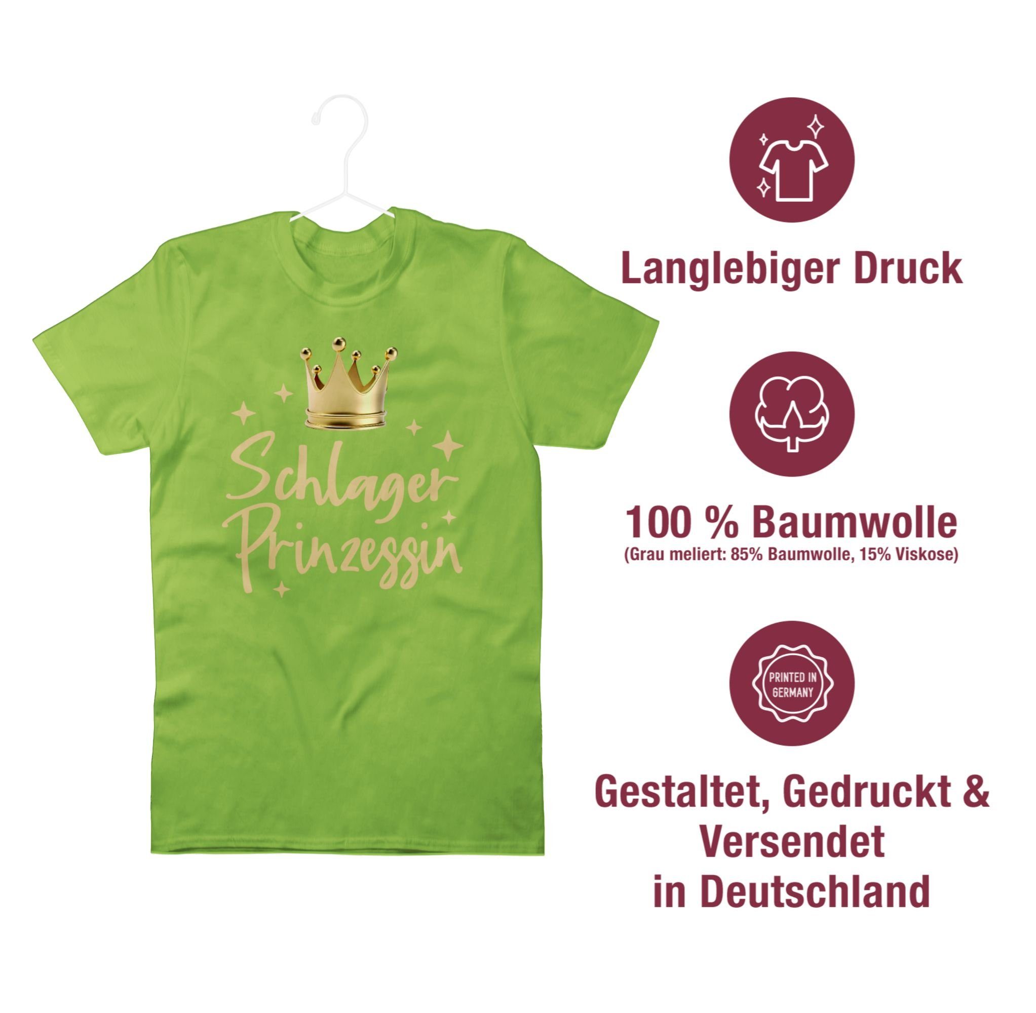 T-Shirt - 02 Volksmusik Outfit Prinzessin Schlagerparty Party Konzert Shirtracer Hellgrün Schlager Schlager