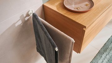 tesa Handtuchhalter MOON Handtuchhalter 2-armig ohne Bohren - 8,4 cm : 5 cm : 45,6 cm, selbstklebende Handtuchstange - weiß