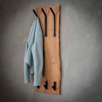 RINGO-Living Kleiderständer Massivholz Garderobe Mikala mit 6 Haken in Natur-hell und Schwarz-matt, Möbel