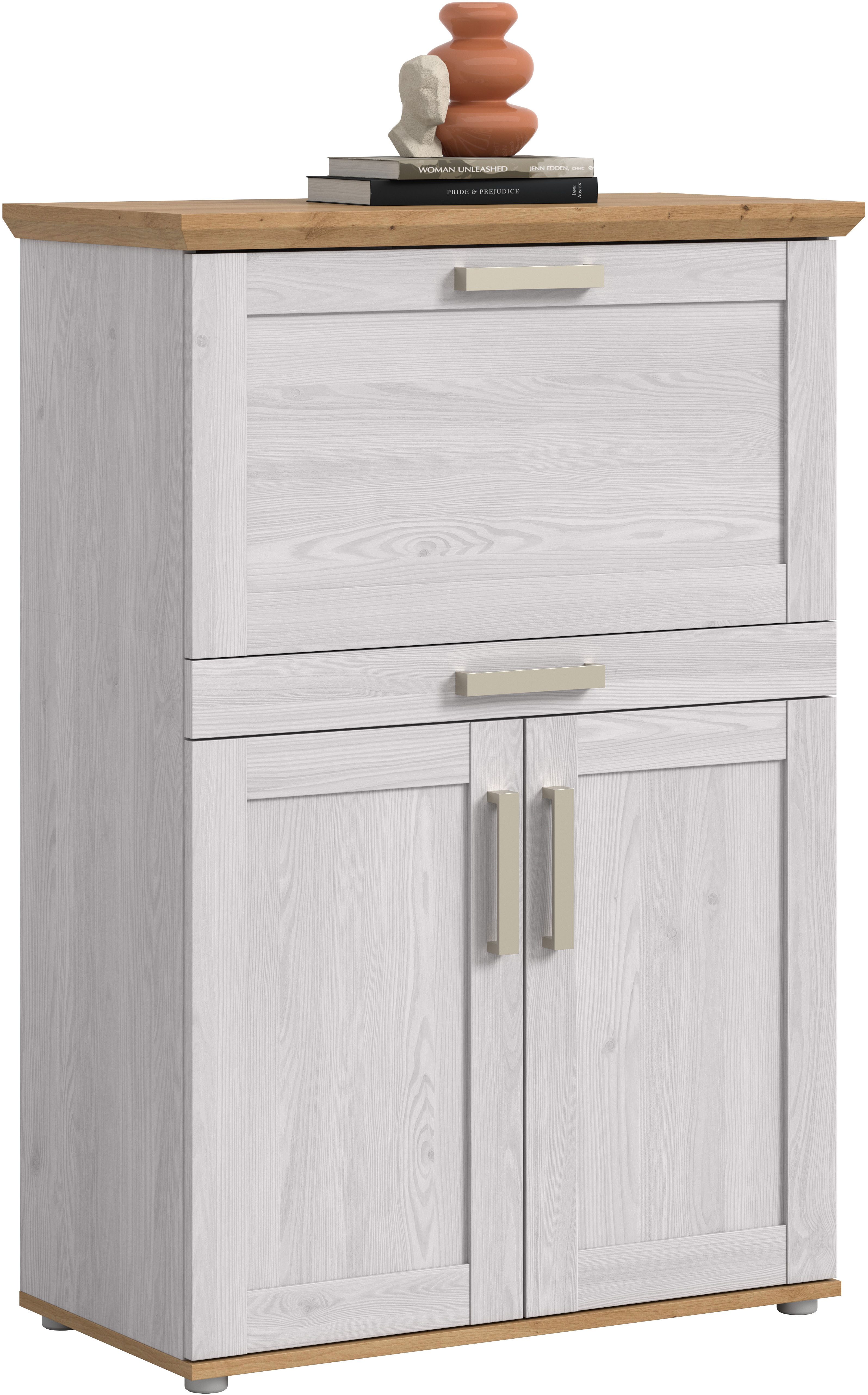 Home affaire Sekretär COSENZA, Höhe 122 cm, 2 Türen, 1 Klappe, 1 Schubkasten, 5 Fächer (in Landhausoptik, mit weiteren Artikel der Serie kombinierbar), Schreibtisch, Home-Office, Kommode, Schrank, Midischrank
