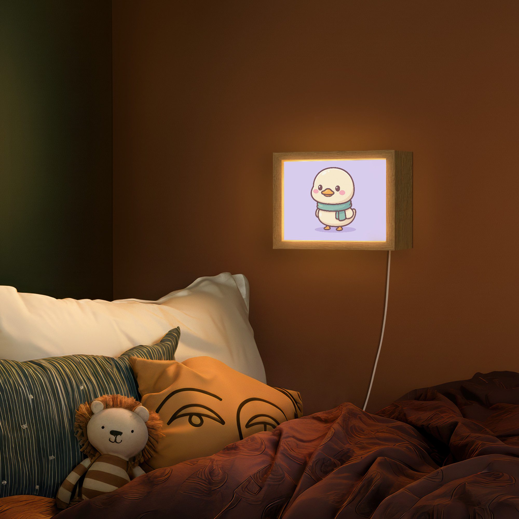 OnlyWow Wandleuchte Lightbox Duck - Schal - Lila - Mädchen, Dimmbar, Farbwechsel, LED, Warmweiß, Kaltweiß, Neutralweiß Einstellbar, Wandlampe Innen, Dimmbar, mit Kabel, LED, Modern, Kinder