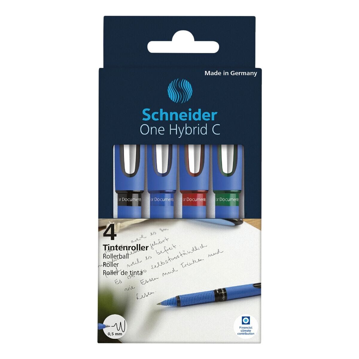 Schneider Tintenroller One Hybrid C 03, (4-tlg), Strichstärke: 0,3 mm, dokumentenecht