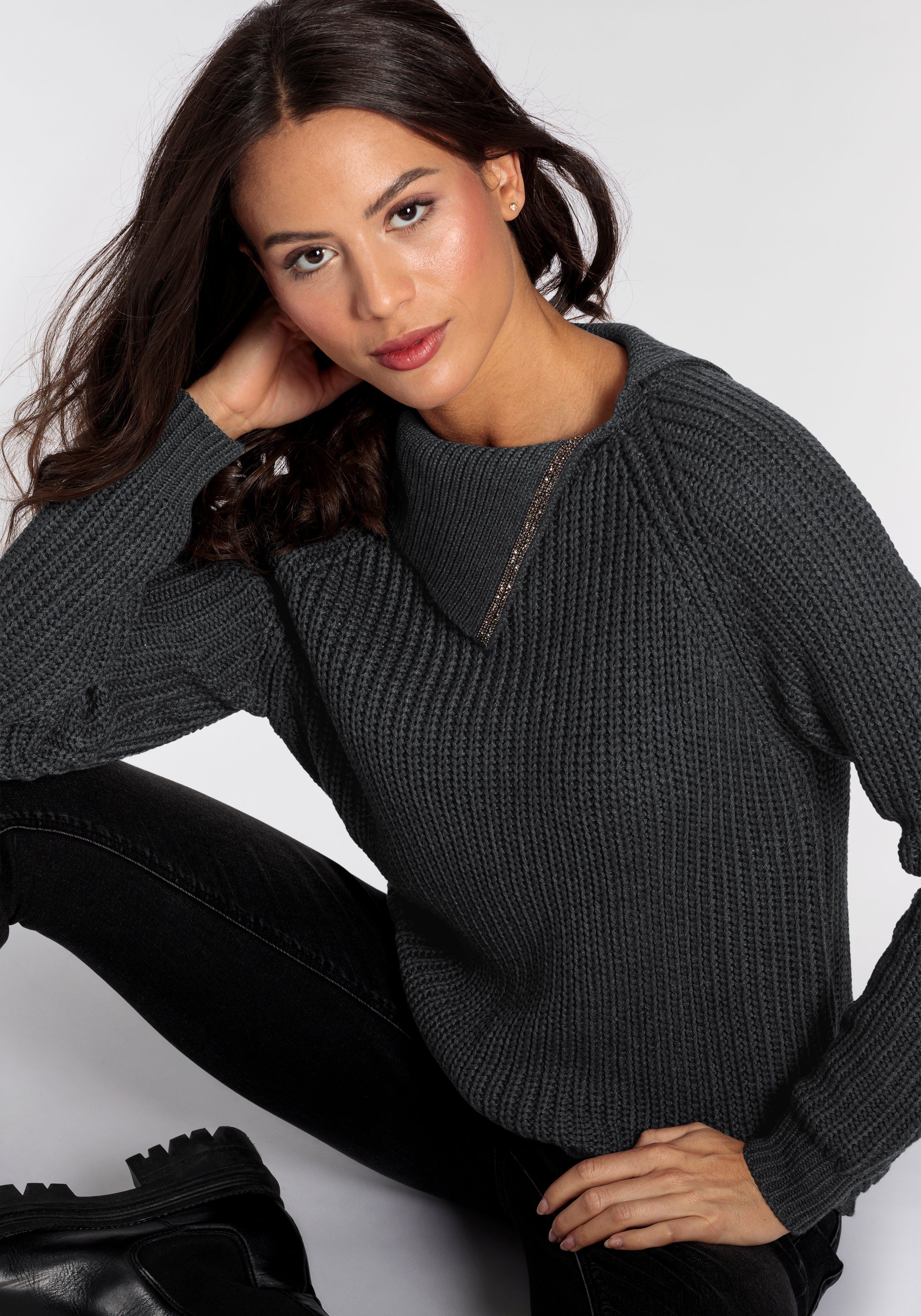 Laura Scott Strickpullover mit elegantem Glitzerdetail
