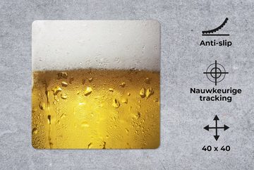 MuchoWow Gaming Mauspad Überfülltes Bierglas mit Kondenswasser (1-St), Mousepad mit Rutschfester Unterseite, Gaming, 40x40 cm, XXL, Großes