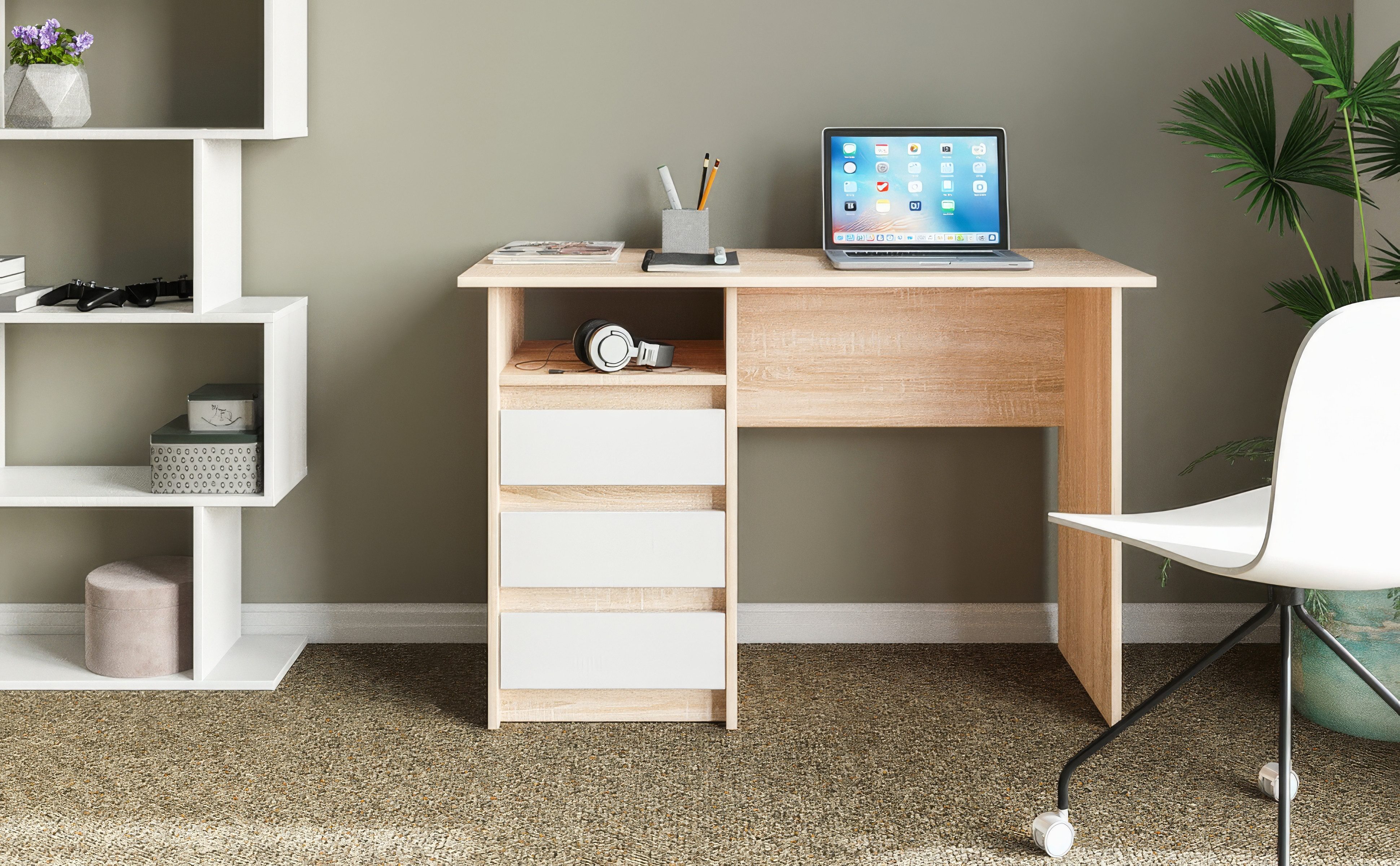 KOMTO Schreibtisch Oslo 110 Schreibtisch mit Schubladen Bürotisch Computert günstig online kaufen