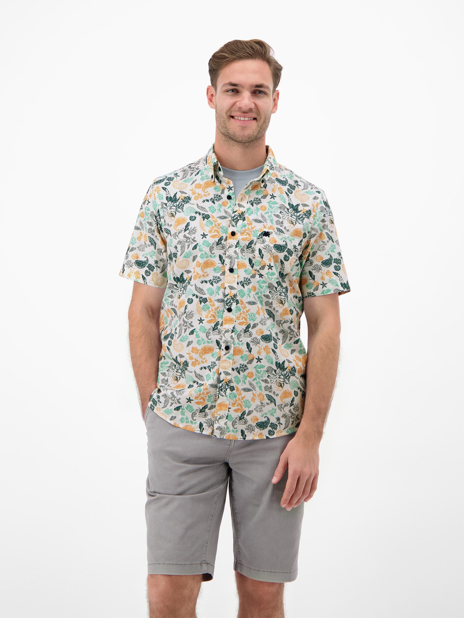 LERROS Kurzarmhemd Kurzarmhemd mit sportivem Button-down-Kragen