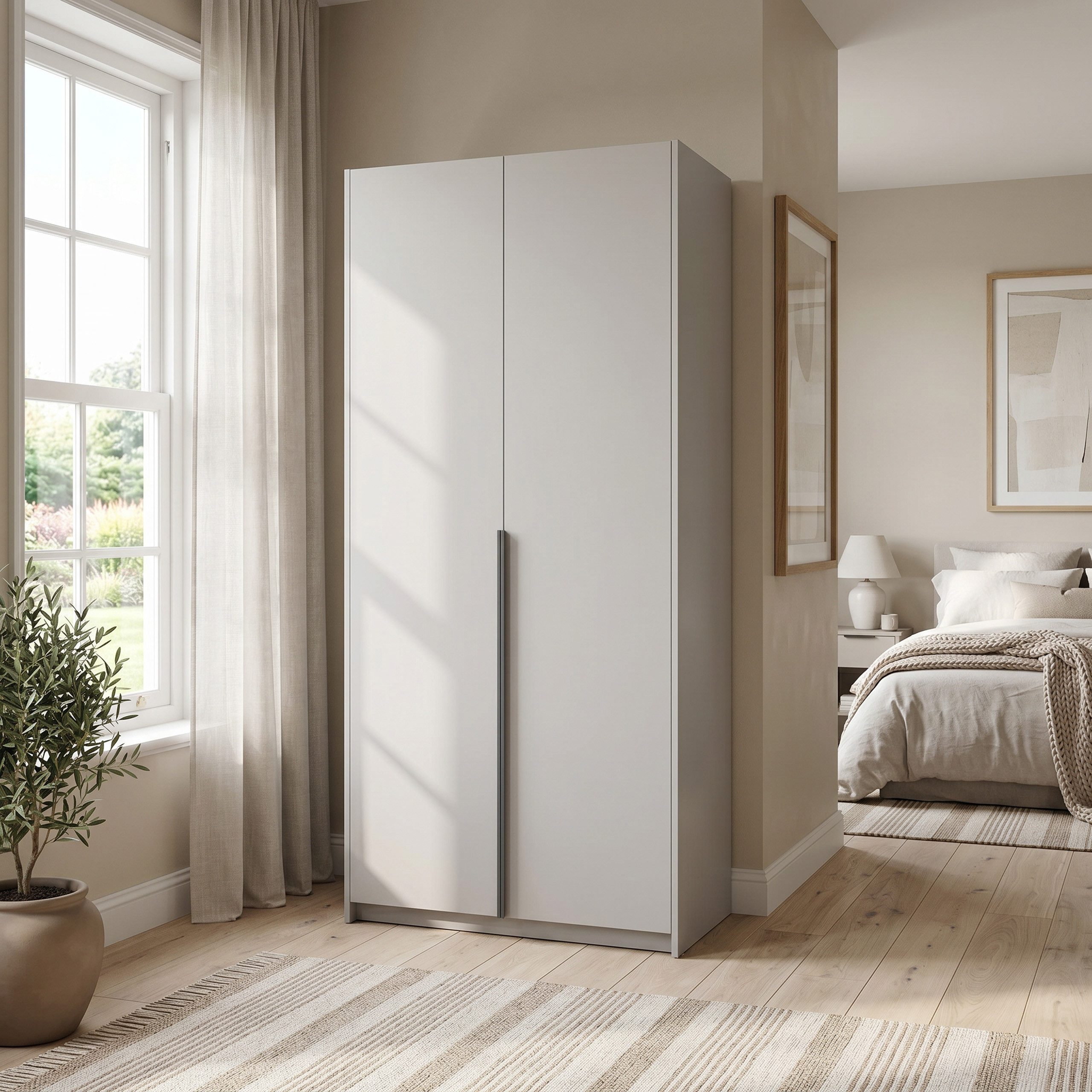 Masseno Drehtürenschrank AMARA 100 cm Kleiderschrank 2 Türen Schlafzimmerschrank Kaschmir
